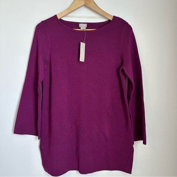 Chico’s TRAVELERS COLLECTIONSweater-Knit Top Plum Size Small - Picture 2 of 15
